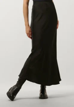 zwarte neo noir maxirok vicky heavy sateen skirt
