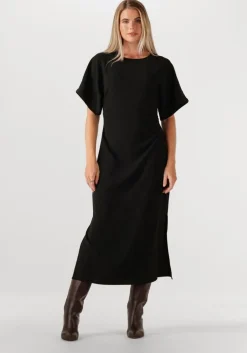 zwarte neo noir midi jurk miloine drape dress