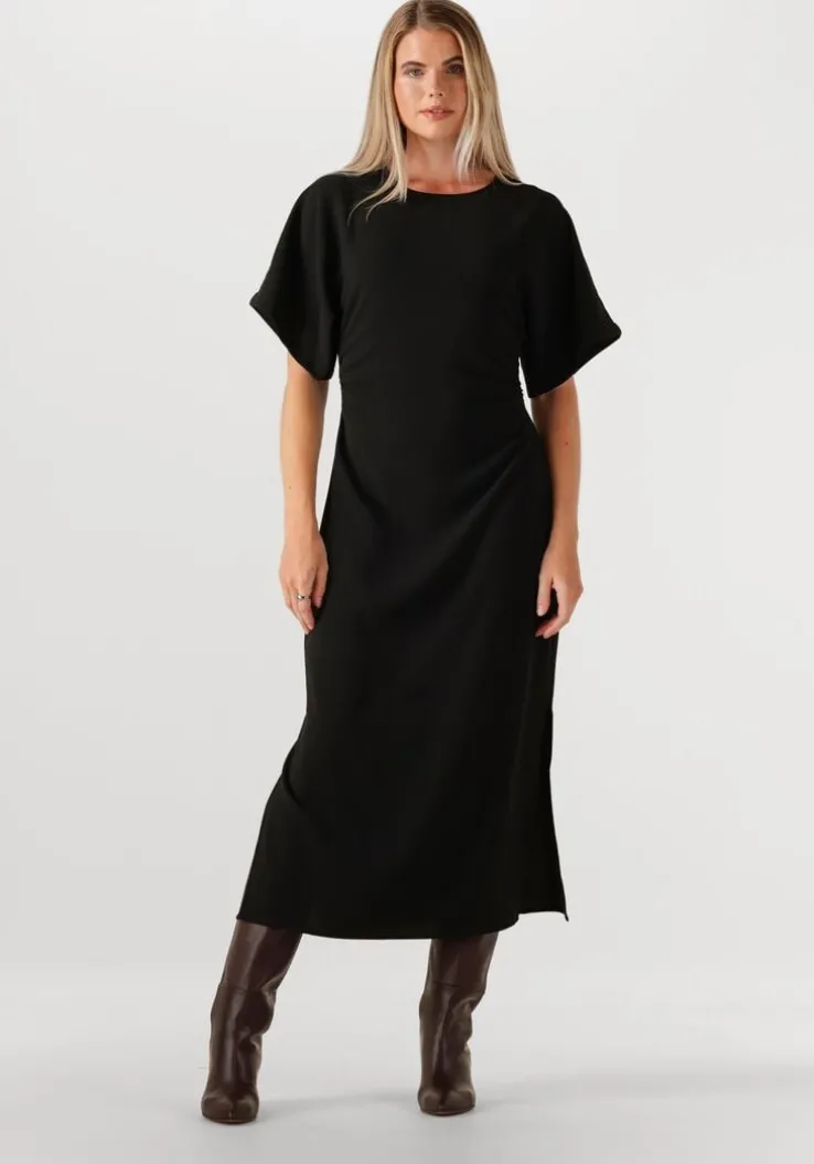 zwarte neo noir midi jurk miloine drape dress