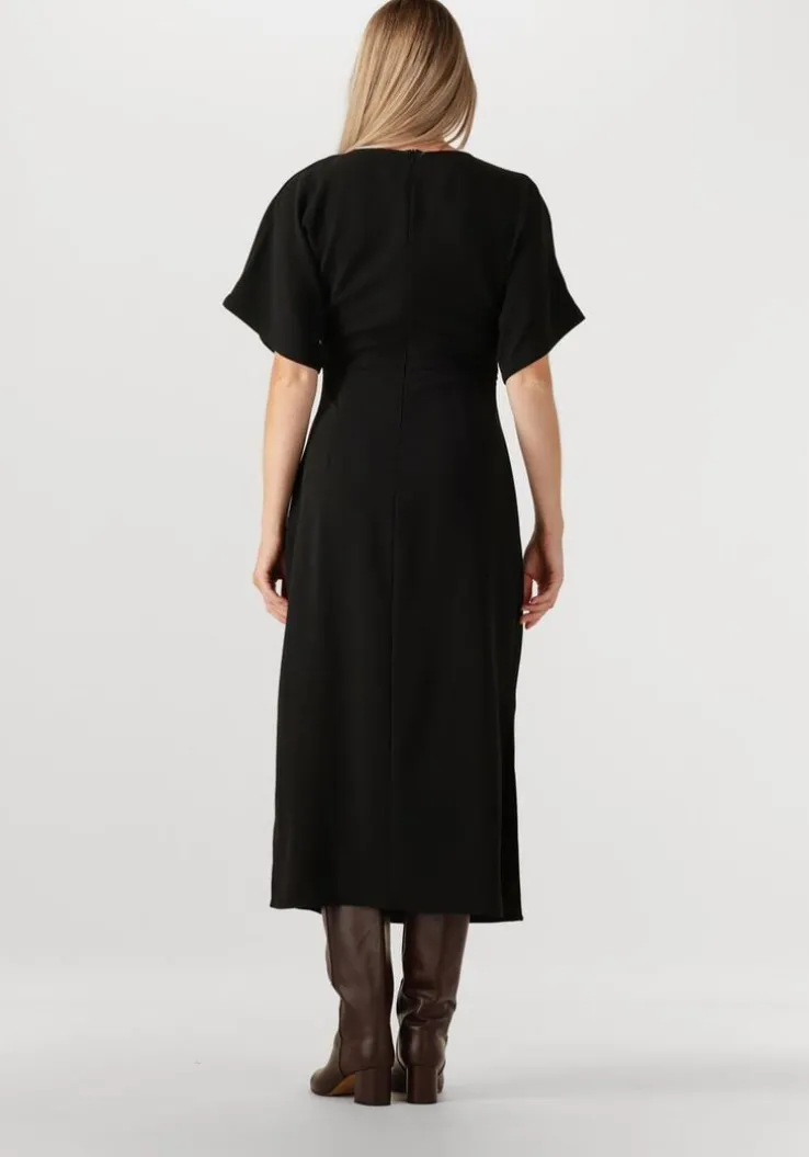 zwarte neo noir midi jurk miloine drape dress