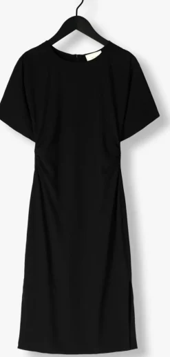 zwarte neo noir midi jurk miloine drape dress
