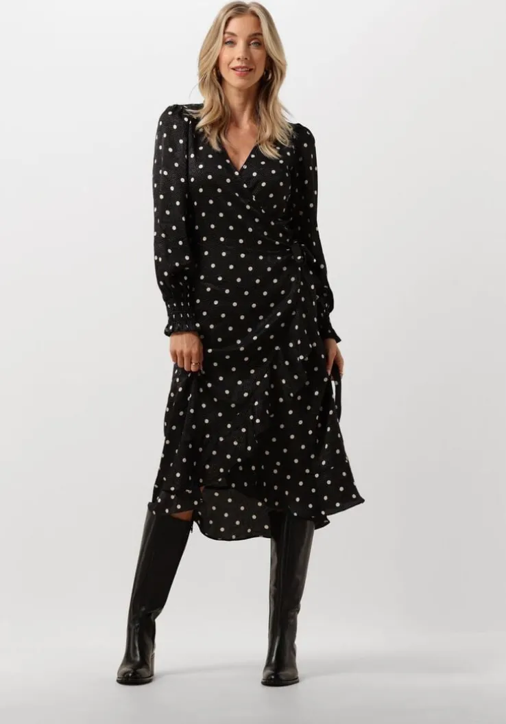 zwarte neo noir midi jurk eva retro dot dress