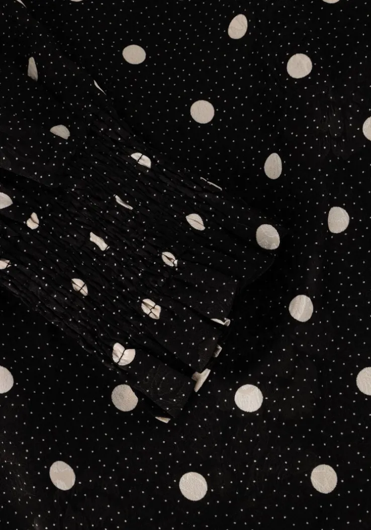 zwarte neo noir midi jurk eva retro dot dress