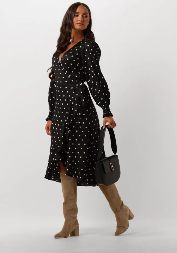 zwarte neo noir midi jurk eva retro dot dress