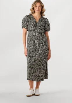 zwarte neo noir midi jurk illana zebra dress