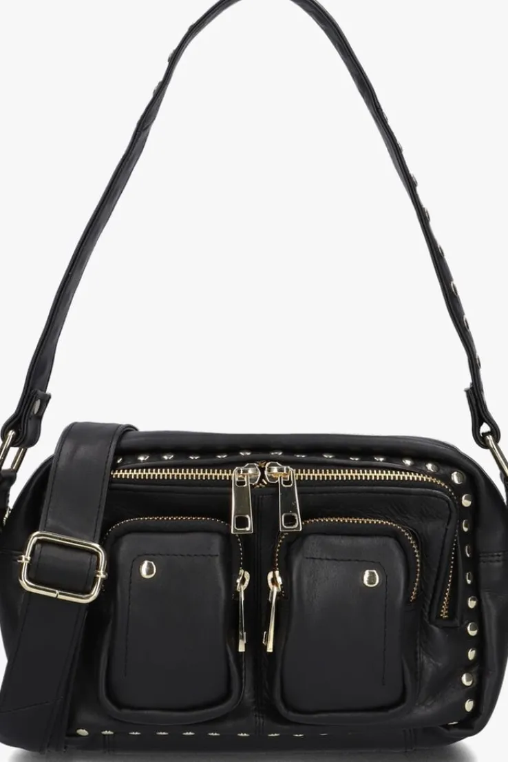 zwarte núnoo schoudertas ellie disco gold