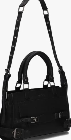 zwarte núnoo schoudertas scarlett buckle rock