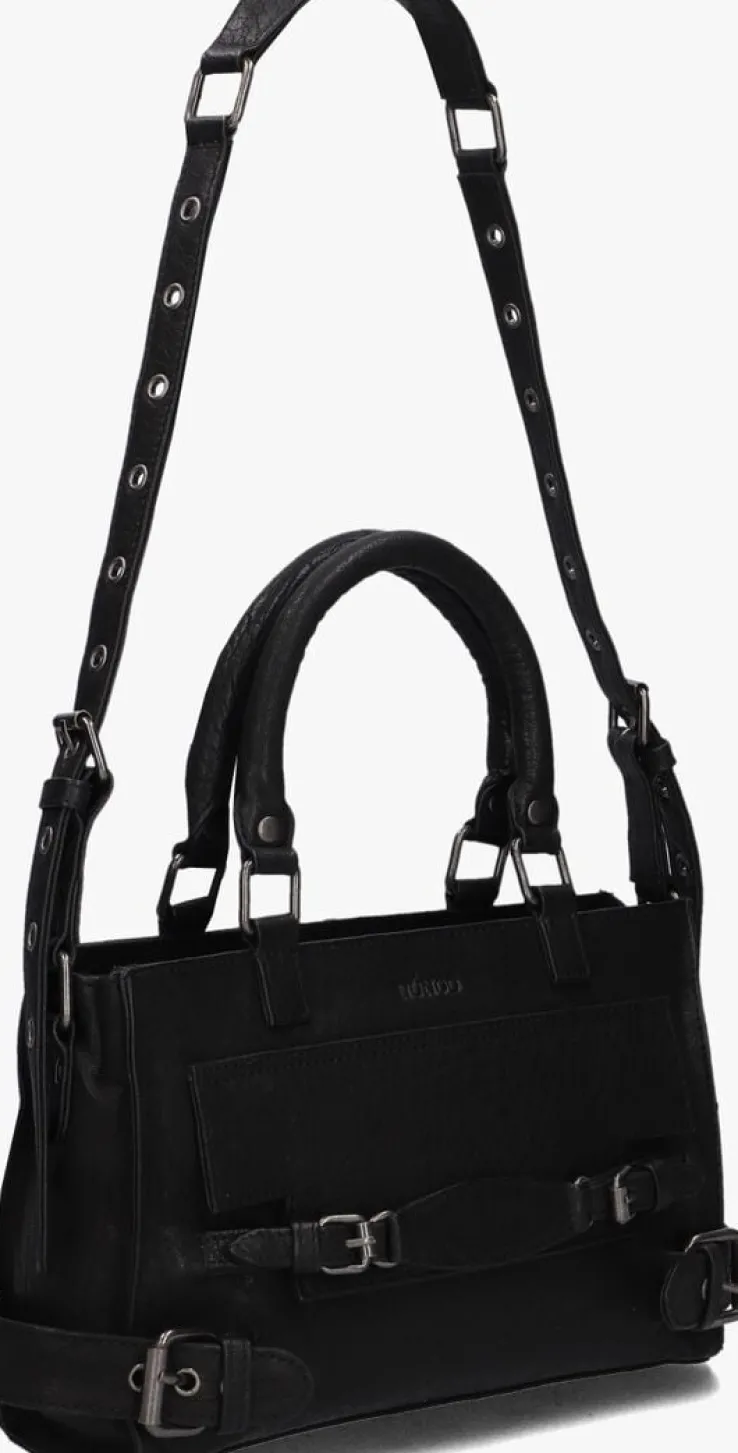 zwarte núnoo schoudertas scarlett buckle rock