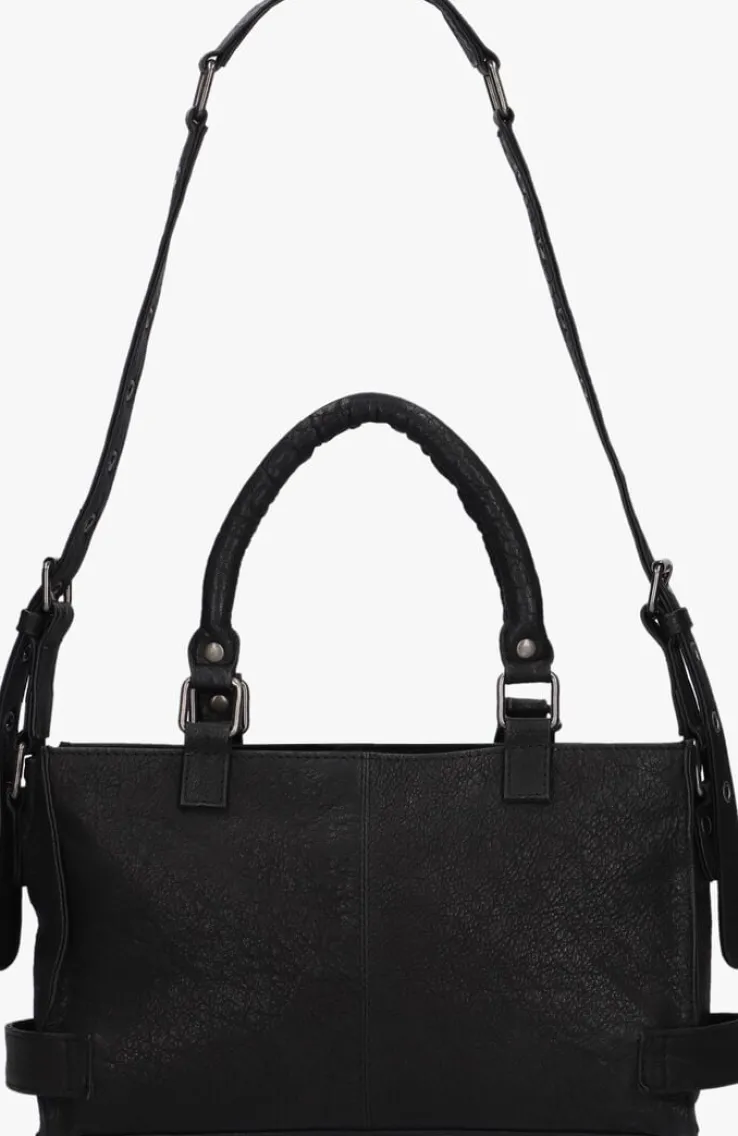 zwarte núnoo schoudertas scarlett buckle rock