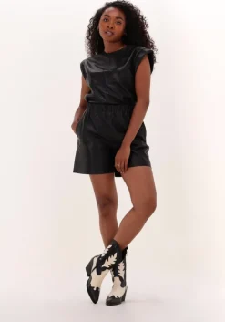 zwarte notes du nord broeken debbie leather short
