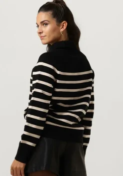 zwarte notre-v coltrui stripe knit sweater