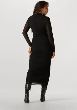zwarte notre-v jurken nv-gilda mesh jurk uni