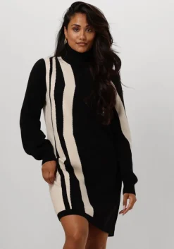 zwarte object mini jurk objray l/s knit rollneck dress