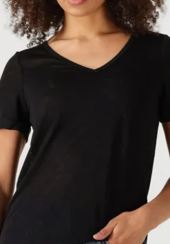 zwarte object t-shirt objetessi slub s/s v-neck noos