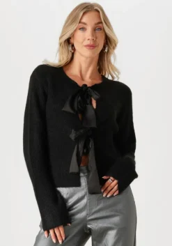 OBJECT e vest objparvi sateen bow knit cardigan>DAMES Truien & Vesten