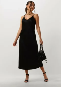 zwarte resort finest midi jurk slip dress