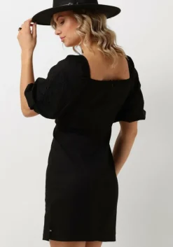 zwarte scotch & soda mini jurk mini dress with broderie anglaise sleeve