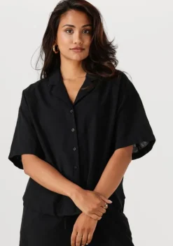 zwarte selected femme blouses slfluisa 2/4 revers shirt b