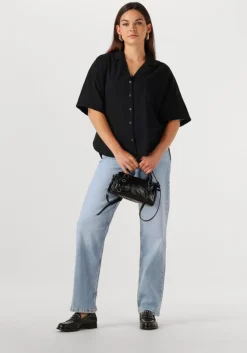 zwarte selected femme blouses slfluisa 2/4 revers shirt b