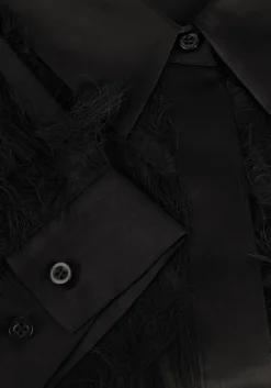 zwarte selected femme blouses slfmyline ls fluffy cropped shirt