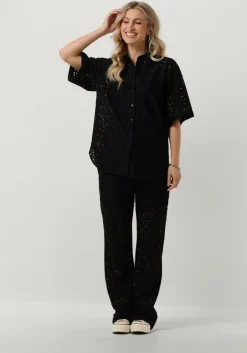 zwarte selected femme flared broek slfkarola hw flared lace pant