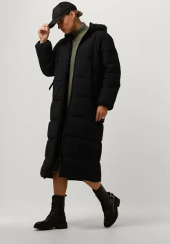 zwarte selected femme gewatteerde jas slfjanina long puffer coat