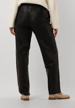zwarte selected femme lange broeken slfannemai mw leather pant