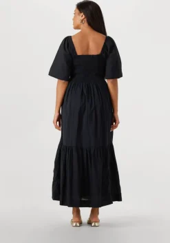 zwarte selected femme maxi jurk slfdora ss ankle dress