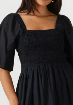 zwarte selected femme maxi jurk slfdora ss ankle dress