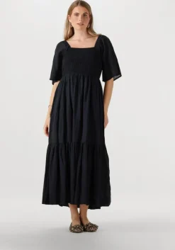 zwarte selected femme maxi jurk slfdora ss ankle dress