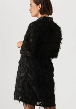 zwarte selected femme mini jurk slfmyline 3/4 short fluffy shirt