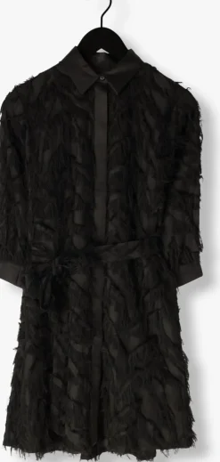 zwarte selected femme mini jurk slfmyline 3/4 short fluffy shirt