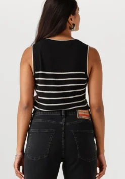 zwarte selected femme top slfesther sl contrast knit top