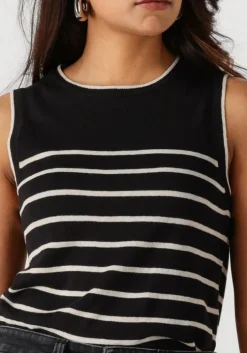 zwarte selected femme top slfesther sl contrast knit top