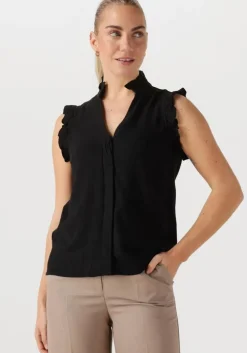 zwarte selected femme top slfviva sl ruffle top