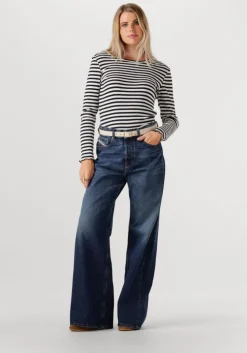 zwarte selected femme tops & t-shirts slfanna ls crew neck tee str