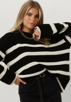 zwarte selected femme trui slfbloomie ls knit o-neck