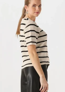 zwarte selected femme t-shirt slfvinna ss structure knit o-neck