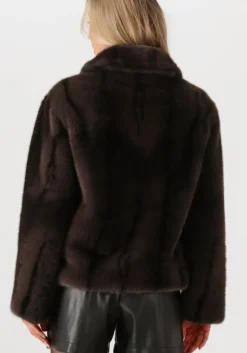 zwarte silvian heach faux fur jas fur coat lizoain