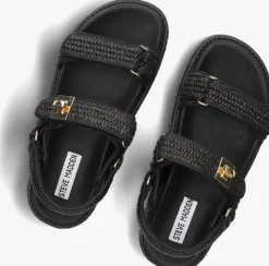 zwarte steve madden platte sandalen bigmona