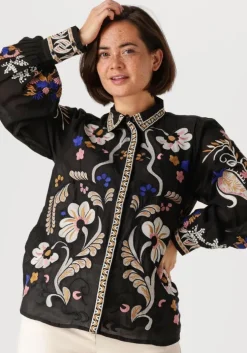 zwarte summum blouses blouse embroirered voile