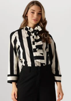 zwarte summum blouses blouse bow stripe printed