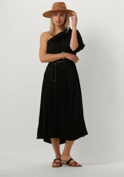 zwarte summum midi jurk dress quinty silky touch
