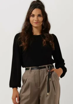 zwarte summum sweater puffy sleeve sweater basic knit