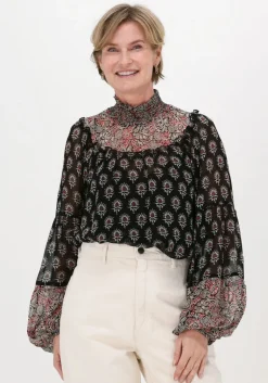 SUMMUM e top top high neck ornament viscose>DAMES Tops & T-Shirts