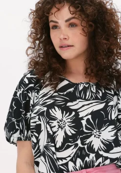 zwarte summum top top short sleeves two tone flo