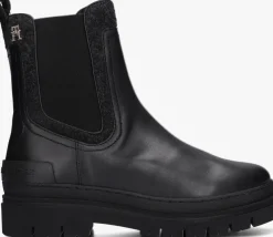 zwarte tommy hilfiger chelsea boots feminini felt chelsea bootie