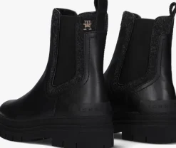 zwarte tommy hilfiger chelsea boots feminini felt chelsea bootie