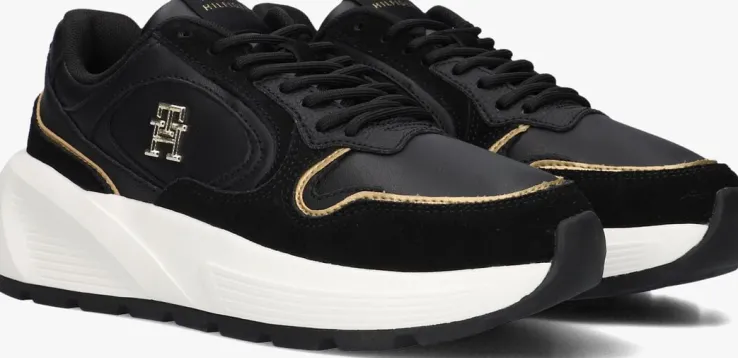 zwarte tommy hilfiger lage sneakers chunky fashion runner