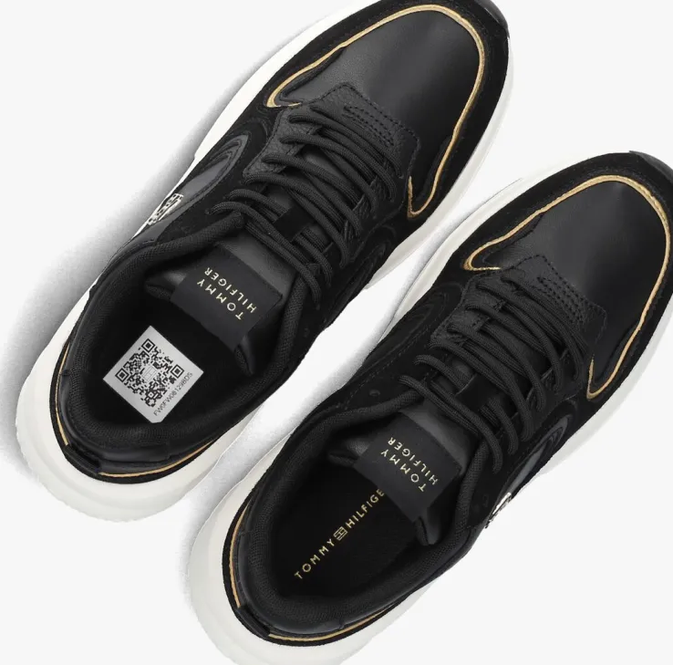 zwarte tommy hilfiger lage sneakers chunky fashion runner